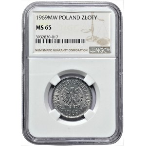 PRL - 1 złoty 1969 - NGC MS65