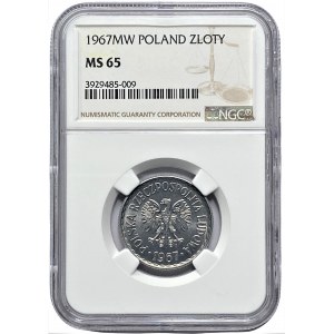 PRL - 1 złoty 1967 - NGC MS65