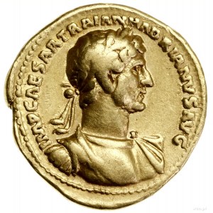 Aureus, 118, mennica Rzym; Aw: Udrapowane popiersie ces...