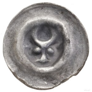 Brakteat, XIII–XIV w.; Schematyczna głowa wołu na wpros...