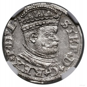 Trojak, 1586, mennica Ryga; mała głowa króla, na awersi...
