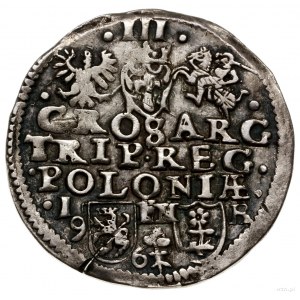 Trojak, 1596, mennica Poznań; u dołu rewersu kwiat trój...