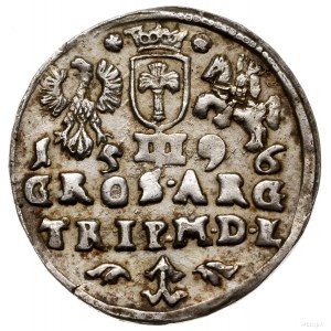 Trojak, 1596, mennica Wilno; mała głowa króla, nominał ...