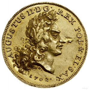 Dwudukat medalowy, 1702, mennica Drezno; Aw: Głowa król...