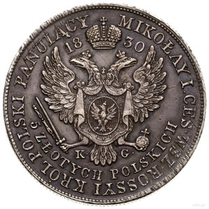 5 złotych, 1830, Warszawa; odmiana z literami K - G (Ka...