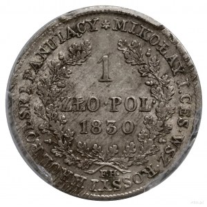 1 złoty, 1830 FH, Warszawa; odmiana z kropkami po ZŁO i...