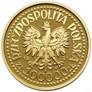100.000 złotych, 1991, Warszawa; popiersie Jana Pawła I...