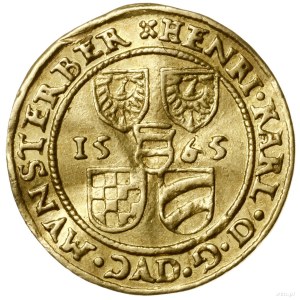 Dukat, 1565, Złoty Stok; Aw: Pięć tarcz herbowych, po b...
