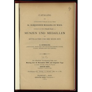 Adolph Hess, Catalog der nachgelassenen Sammlung des se...