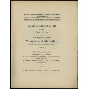 A. Riechmann & Co., Auktions-Katalog XI enthaltend: Ein...