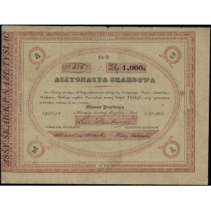 Asygnata skarbowa na 1.000 złotych, 1831, z podpisem mi...
