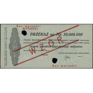 Przekaz na 50.000.000 marek polskich, 20.11.1923; numer...