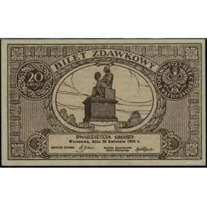 20 groszy, 28.04.1924; bez oznaczenia serii i numeracji...