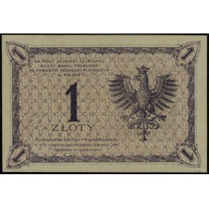 1 złoty, 28.02.1919; seria dwucyfrowa 40.A, numeracja 0...