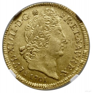 Louis d’or aux 8L et aux insignes, 1701 M, mennica Tulu...