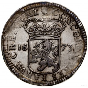 Talar (Zilveren dukaat), 1673; Aw: Rycerz stojący w pra...