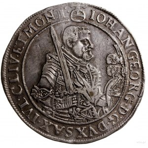 Talar, 1648, mennica Drezno; Aw: Półpostać władcy trzym...