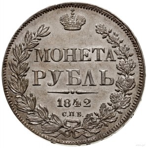 Rubel, 1842 СПБ АЧ, mennica Petersburg; mała korona na ...