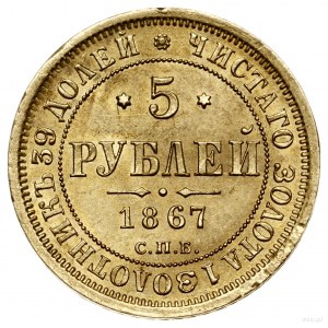 5 rubli, 1867 СПБ HI, mennica Petersburg; Bitkin 15, Fr...