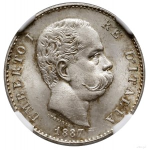 1 lir, 1887 M, mennica Mediolan; Gnecchi 1, KM 24, Paga...