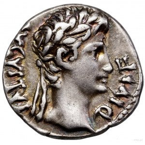 Denar, 8 pne, Lugdunum (Lyon); Aw: Głowa cesarza w wień...