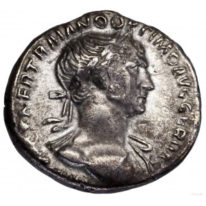 Denar, 114–117, Rzym; Aw: Popiersie cesarza w wieńcu la...