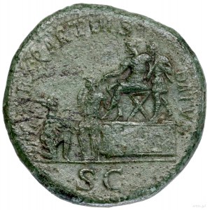 Sestercja, 116–117, Rzym; Aw: Popiersie cesarza w wieńc...