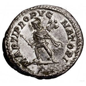 Denar, 213–217, Rzym; Aw: Głowa cesarza w wieńcu laurow...