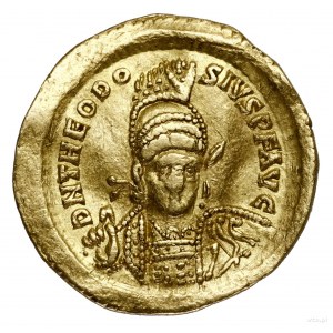 Solidus, 430–440, Konstantynopol; Aw: Popiersie cesarza...