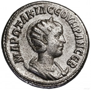 Tetradrachma bilonowa, 244, Antiochia; Aw: Popiersie ce...