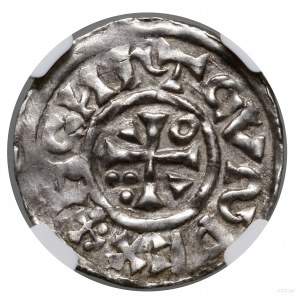 Denar, 1002–1009, Ratyzbona, mincerz Viga; Aw: Krzyż gr...