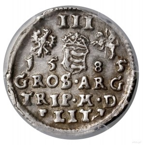 Trojak, 1585, Wilno; odmiana bez herbu Lis na awersie, ...