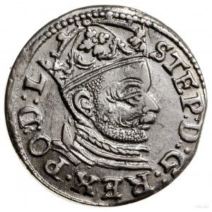 Trojak, 1583, Ryga; korona króla z rozetami, na awersie...
