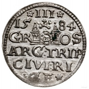 Trojak, 1584, Ryga; korona wysoka z liliami, odmiana z ...