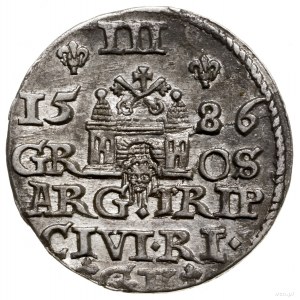 Trojak, 1586, Ryga; wariant z dużą głową władcy, wysoka...