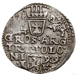 Trojak, 1599, Olkusz; głowa starego typu, z napisem POL...