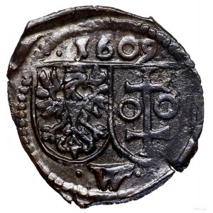 Denar jednostronny, 1609, Wschowa; odmiana z pełną datą...