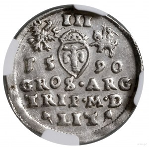 Trojak, 1590, Wilno; rzadsza odmiana z herbem Leliwa po...