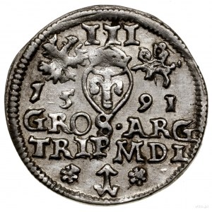 Trojak, 1591, Wilno; herb Chalecki z rozetkami po bokac...