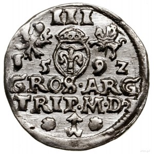 Trojak, 1592, Wilno; na awersie skrócona tytulatura kró...