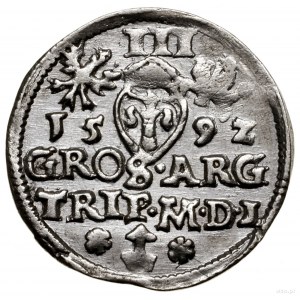 Trojak, 1592, Wilno; na awersie tytulatura króla SIGIS ...