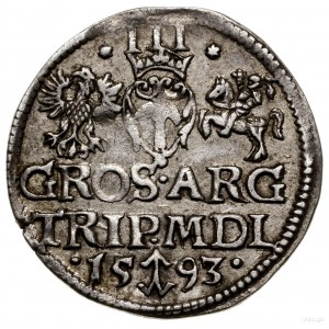Trojak, 1593, Wilno; u dołu rewersu herb Chalecki rozdz...