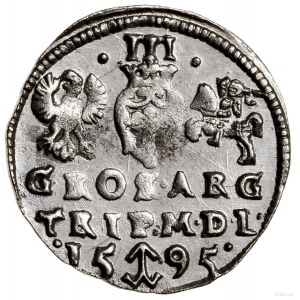 Trojak, 1595, Wilno; u dołu herb Chalecki, kropki po bo...