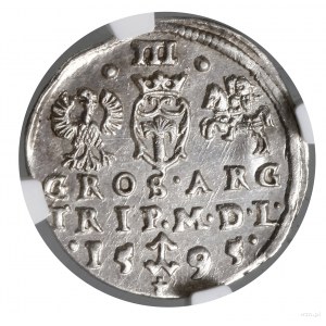 Trojak, 1595, Wilno; u dołu rewersu zdeformowany herb P...