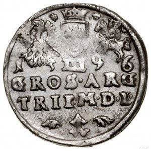 Trojak, 1596, Wilno; mała głowa króla, kryza władcy wac...