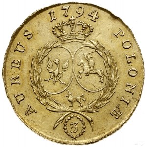 3 dukaty (stanislaus d’or), 1794, Warszawa; Aw: Głowa k...