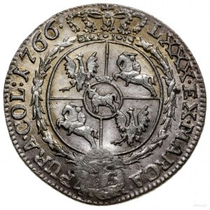 Złotówka (4 grosze), 1766; fałszerstwo pruskie z kontra...
