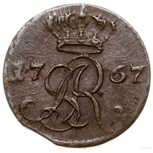 Szeląg, 1767 g, Kraków; duża korona nad monogramem; egz...