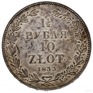 1 1/2 rubla = 10 złotych, 1833 НГ, Petersburg; po siódm...