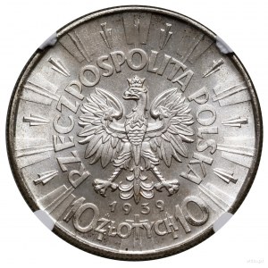 10 złotych, 1939, Warszawa; Józef Piłsudski; Kop. 3008,...